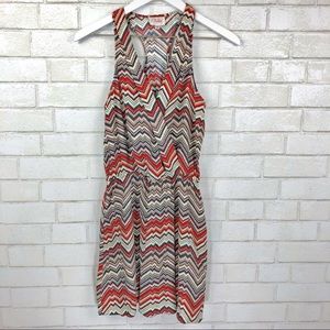 Parker Silk Chevron Geometric Dress Sz XS